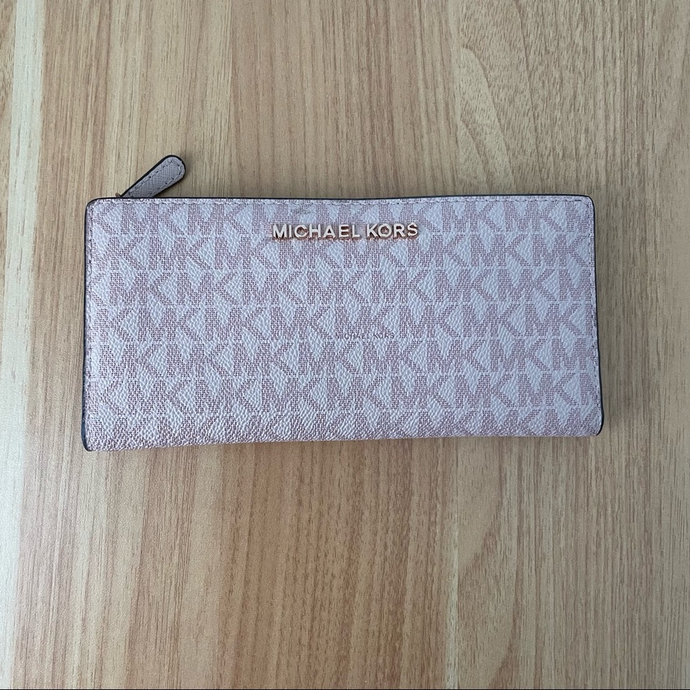 MK monogram pink wallet continental with card wallet